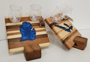 Cheese Board with wine glass holder